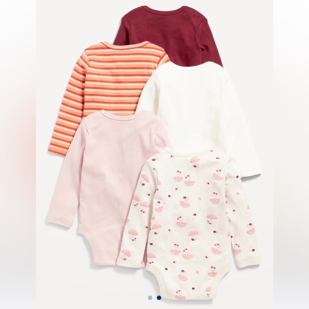 Old Navy Unisex 5-Pack Long-Sleeve Bodysuit for Baby, Multi, 18-24 Mos., NWT - Picture 1 of 7